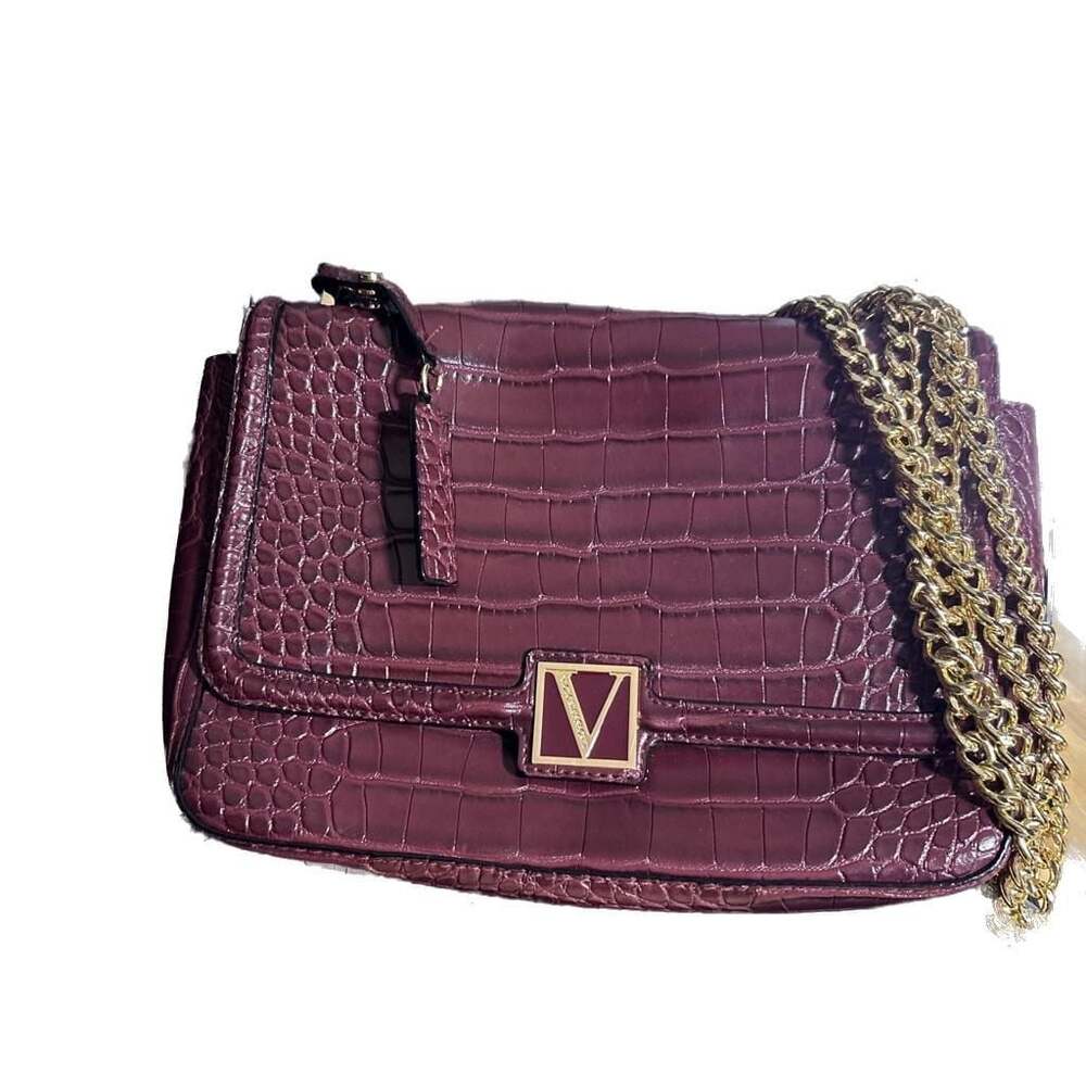 Victoria's Secret  Victoria Medium Shoulder Bag in Burgundy Crocodile Embossed
